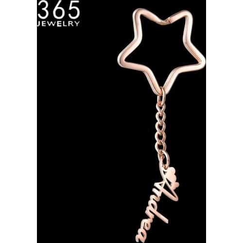 Custom Name Keychain Personalized Stainless Steel Five-Pointed Star Letter Keychains брелок Women Men Jewelry Birthday Gifts