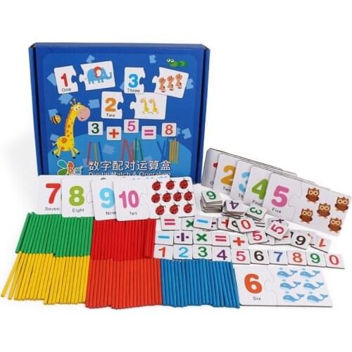 Montessori Educational Wooden Math Toys Digital Matching Card Counting Sticks Game kindergarten Kids Early Childrens Toys