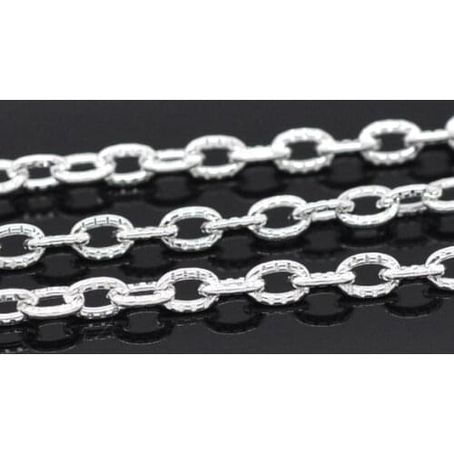 Doreen Box Lovely 10M SP Textured Link-Opened Cable Chain 4.5x3mm (B13520)