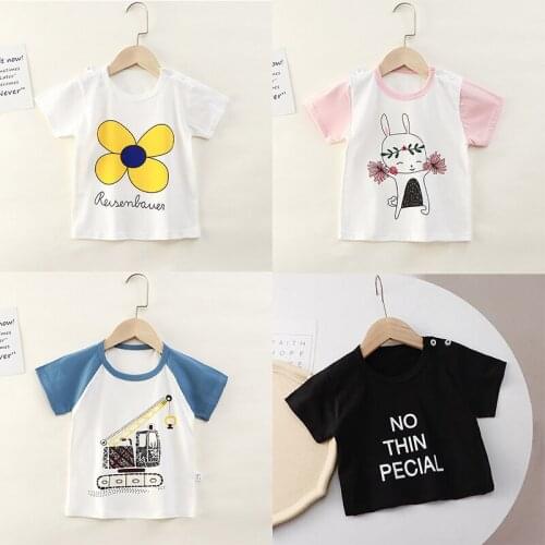 Baby Boys Grils T-Shirt Summer Cute Cartoon Short Sleeve Casual Wear Baby Cotton Tops Toddler for Tees Clothes Children Clothing