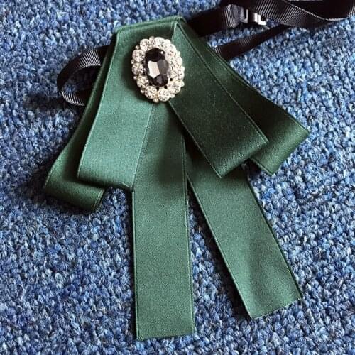 Bow Tie Womens Korean Princess Fan College Style British Shirt Business Attire Accessories Rhinestone Bowtie Multicolor