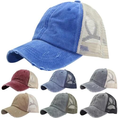 Women Ripped Anti UV Mesh Ponytail Hat Adjustable Breathable Sports Baseball Cap Wholesale Casual SportsHat Men Women Adjustable