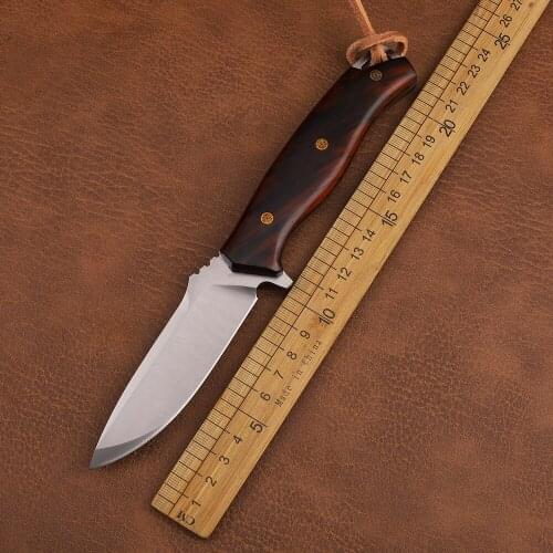 Customized 14C28N Blade Dalbergia Wood Handle Camping Outdoor Hiking Hunting Tactics Survival Fixed EDC Tool Knife