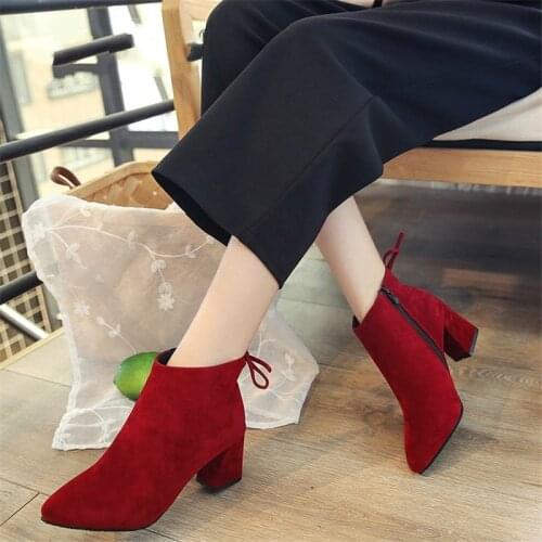 Hot Sale Women Mid Calf Boots Brown Gray Pointed Toe Zippers Autumn Spring Women Fashion Boots Casual Lace-up Boots