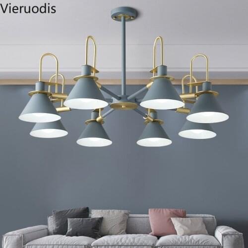 Modern Led Chandelier Nordic Macaron Iron Art Lighting for Living Room Bedroom Restaurant Ceiling Chandelier Lighting Fixtures