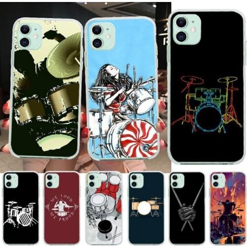 PENGHUWAN Musical Instrument Drum Drawing Soft Silicone Phone Case Cover for iPhone 11 pro XS MAX 8 7 6 6S Plus X 5S SE XR cover