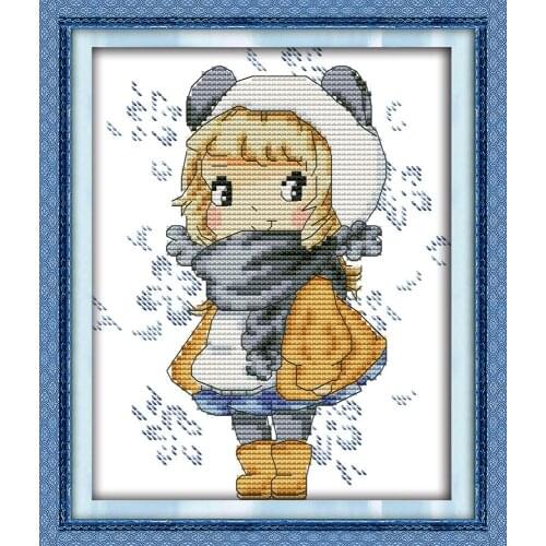The girl with big eyes cross stitch kit 18ct 14ct 11ct count printed canvas stitching embroidery DIY handmade needlework