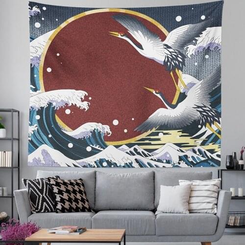 Printed Wave Wall Hanging Bedroom Living Room Decoration Custom Pattern Tapestry Home Cloth Japanese Style Tapestry Wall Carpets