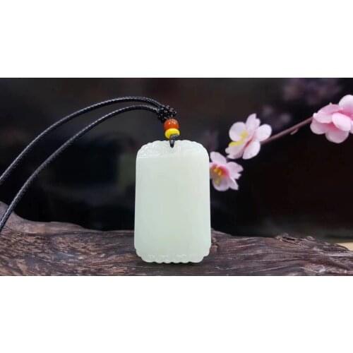 Natural hetian white jade handcarved safe good luck pendant simple retro pendant temperament jewellery fashion for women men