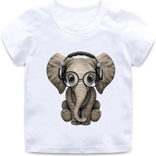 2021 New Children Cute Elephant Riding Motorcycle Print T-shirt 3D Elephant Shirt Boys And Girls Soft Round Neck Casual T-shirt