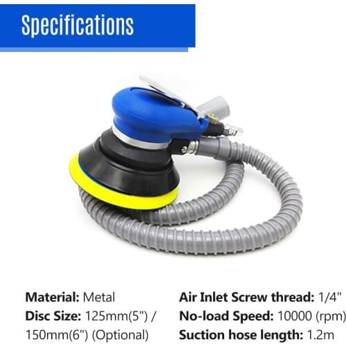 KKmoon Vacuum Air Sander Pneumatic Sander Self-Vacuum Palm Orbital Sander Grinder Polisher Sanding Machine Tool 5