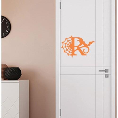 PVC Orange Halloween Door Sticker Spider Web Halloween Decorations