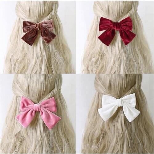Retro Velvet Hairgrips Princess Big Large Bow Hairpin Girls Lolita Hair Clip Hair Accessories B1712