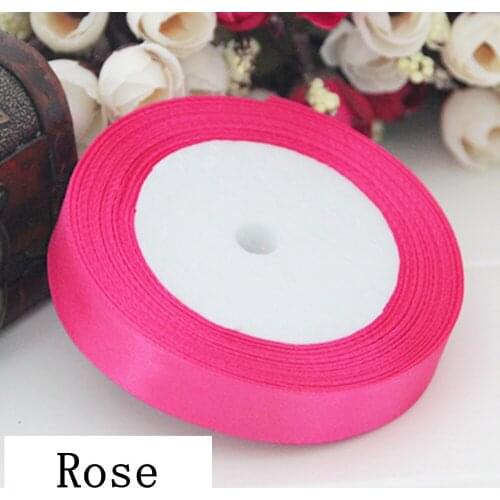 Rose Color 25 Yards 22M Pick Size 6/10/15/20/25/40/50mm Pretty Silk Satin Organza Polyester Ribbon For DIY Wedding Decoration