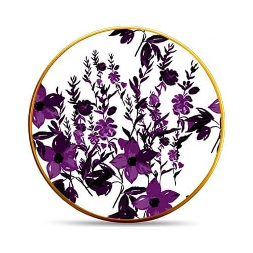 Majida Service Plate 6 Pieces 25 Cm Purple Flowers