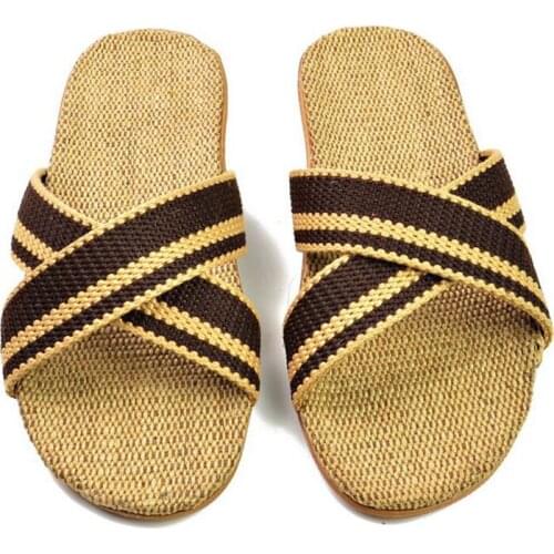 Women Soft Slippers Beach Flip Flops High Quality Home Floor Anti-slip Linen Slippers Summer Fashion Flip Flops Large Size