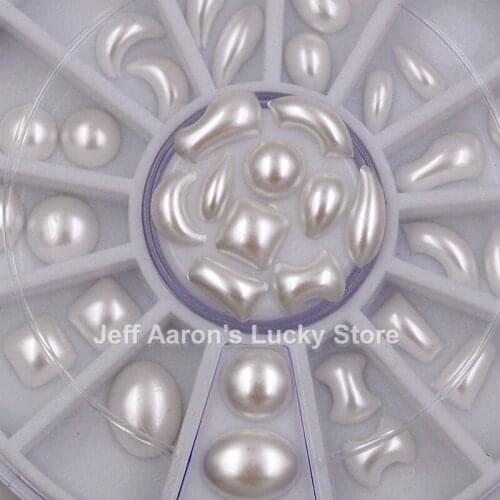 Mixed design white 3d glitter nail art decorations rhinestones pearl hot wheels nails accessoires supplies tool