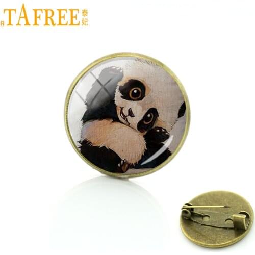TAFREE Brand Wild Animal Brooch Moms Love Family affection Badge panda bear Cheetah elephant art picture Pins jewelry A317