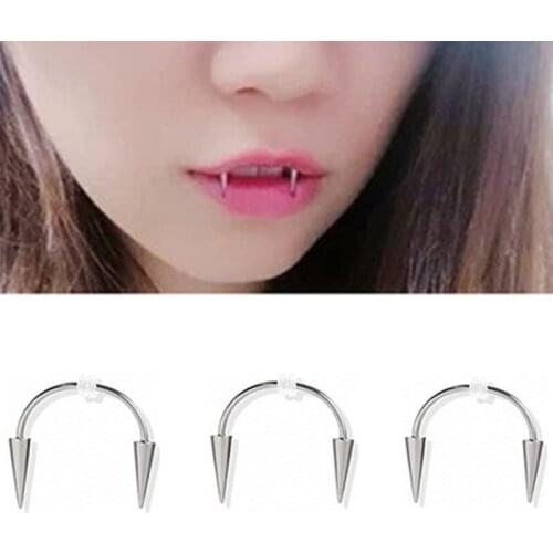 Tooth Decoration Fashion Goth Lips Ring Stainless Steel Smile Lip Tiger Tooth Nail Zombie Tooth Nail Vampire Piercing Jewelry