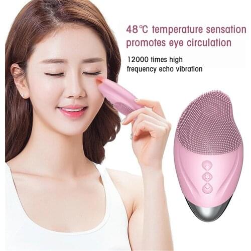 Ultrasonic Vibration Electric Facial Cleansing Brush Sonic Face Cleanser Brush Washing Heating Massager Eye Care Facial Cleanser