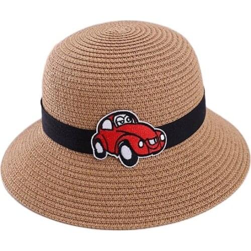 Europe America Car Decoration Children Sun Hats Spring Summer Brand Kid Beach Wide Brim Straw Hat For Boy 4-8 Years Old