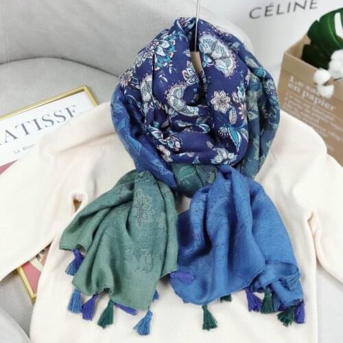 2021 Fashion Ombre Pattern Printed Cotton Viscose Striped Scarf Shawls Wraps 10pcs/lot