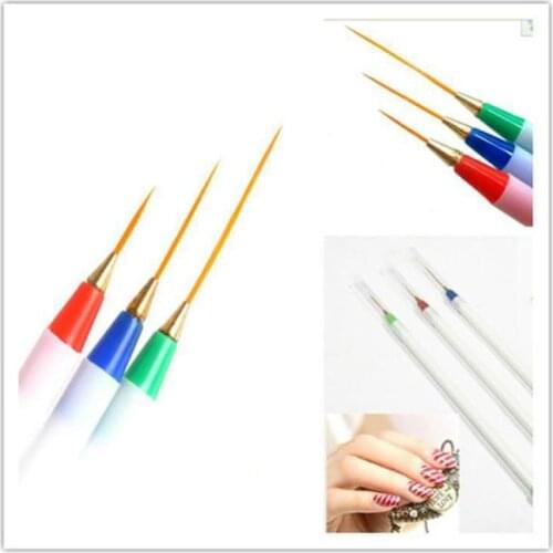 3 UV Gel Pens Acrylic Nails Nail Art Brush, Double-ended Brush Tools