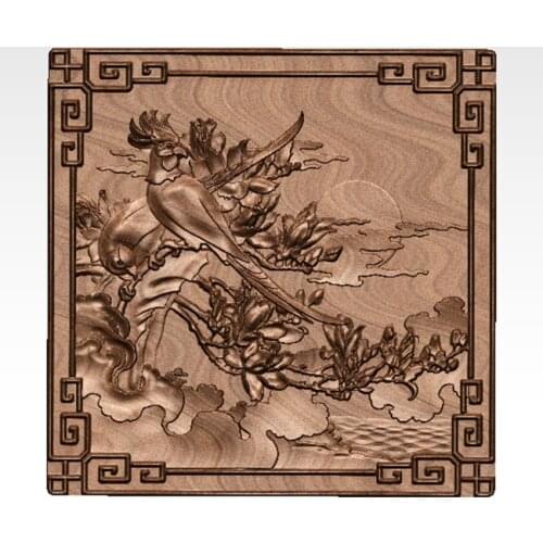 Flower and bird 3D model relief for cnc router 3D printer artcam aspire in STL file format - chinese home decor relief