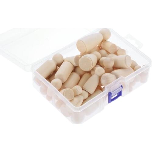 50Pcs/Box Unpainted Blank Wooden Peg People Wood Figurines Peg Dolls Nesting Craft Montessori Toy Kid Wedding Decoration 4 Sizes