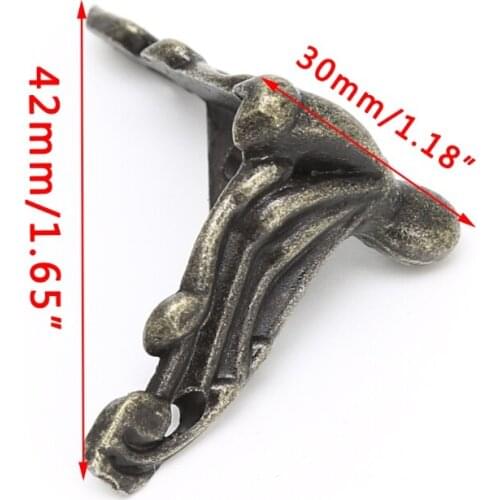 8Pcs Antique Bronze Corner Bracket Brass Decorative Protectors Crafts For Furniture Hardware Corner Protector 27x36mm