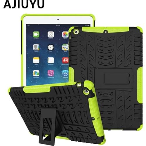 AJIUYU For iPad Air Case Cover 9.7 inch Air1 TPU Armor Shockproof Heavy Duty Silicon Cases PC Stand Case Smart Protective shell