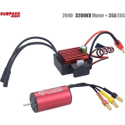 Surpass Hobby 2040 3200kv Brushless Motor + Brushless Speed Controller 35A ESC Waterproof For 1/18 & 1/16 RC Car