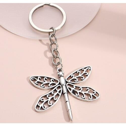 Cute Keychain Dragonfly Key Ring Flying Animals Key Chains Souvenir Gifts For Women Men Handbag Accessorie DIY Handmade Jewelry