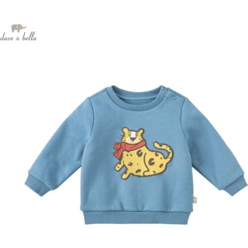 DBZ19694 dave bella winter baby boys casual cartoon print T-shirt children tops kids boy fashion tees