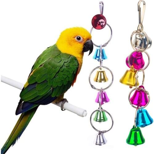 Bird Cage Toys Small Parrot Colorful Bell Toy Funny Parrot Hanging Bell Parrots Cage Swing Supplies