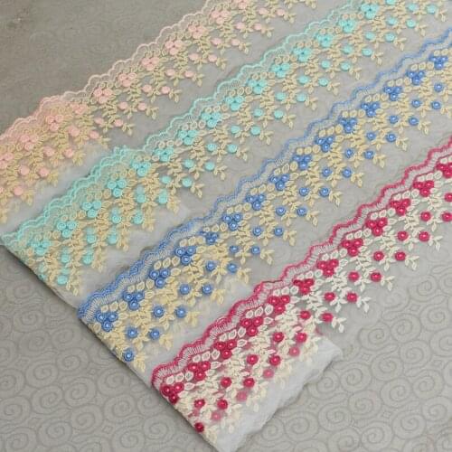 Export exquisite pink blue lace embroidery net yarn lace accessories fabric DIY clothing stitching decorative sewing materials