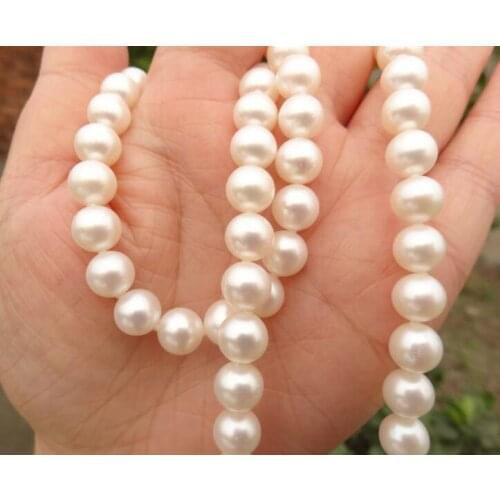 Elegant 10-11 mm round white pearl necklace 18inch 36"