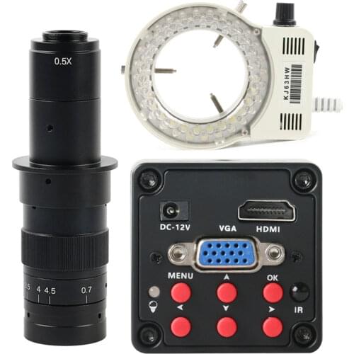 HD 1080P HDMI VGA Industrial Video Microscope Camera Digital Electric Microscopio+Zoom 180X 300X Lens For Phone PCB Repair