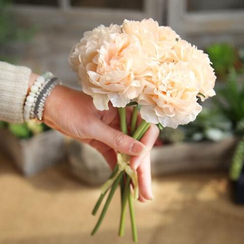 6 olors 5 Heads Peony Bouquet Artificial Flowers Wedding Decoration Fake Flowers Home Decor Silk Flower