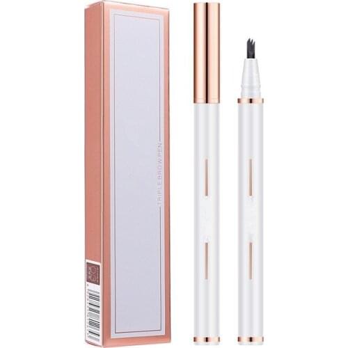 Eyebrow Tattoo Pen 3 Fork Tip Waterproof Eyebrow Pencil Cosmetics Long Lasting Makeup Natural Dark Brown Liquid Brow Pen