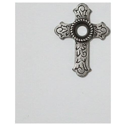 KB801) Wholesale ! 50pc Western Cross Bezel Concho Saddlery Concho Antique-Silver