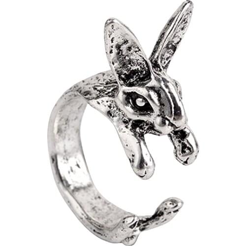 Rings for Women Men 925 Sterling Adjustable VintageC HippieHandmade Rabbit Bunny Animal Knuckles Rings Jewelry Gift Vintage