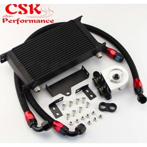 19 Row Engine Oil Cooler Kit Fits For Subaru Impreza WRX STi 06-07 EJ20 EJ25 Black/Silver
