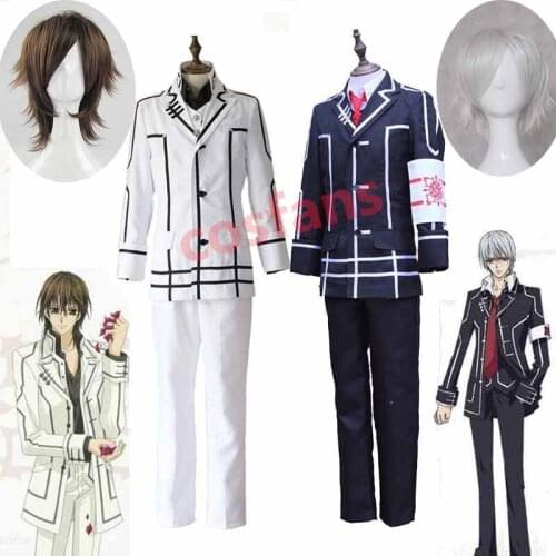 Anime Vampire Knight Cosplay Costumes Clan Kaname Kiryu Zero Jacket Vest Pants Full Set School Uniform For Men Boys Clothes Wig
