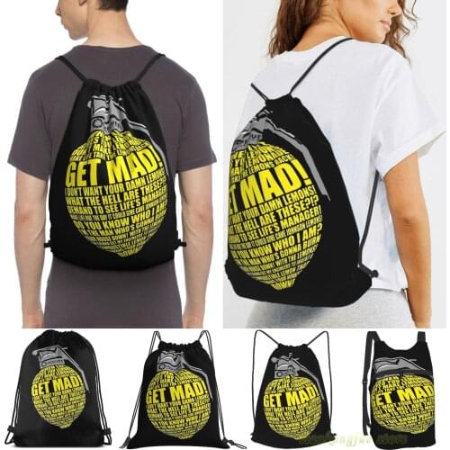 Portal 2 Cave Johnson Combustible Lemon Quote Men Outdoor Travel Gym Bag Waterproof Drawstring Backpack Women Fitness Bags