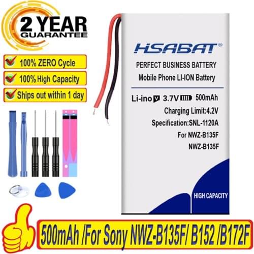 Top Brand 100% New 500mAh Battery for Sony NWZ-B135F B152 NWZ-B172F NWZ-B162F B173F B183F MP3 Batteries