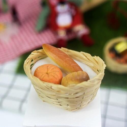 Mini Bread Basket Model Toy DIY Crafts Props Gift for Food Play 1/12 Dollhouse Mini Bread Basket