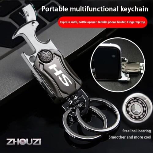 Multifunction Car Keychain Key Chain DIY Key Ring Beer Opener Fidget Spinner For MG HS Auto Accessories