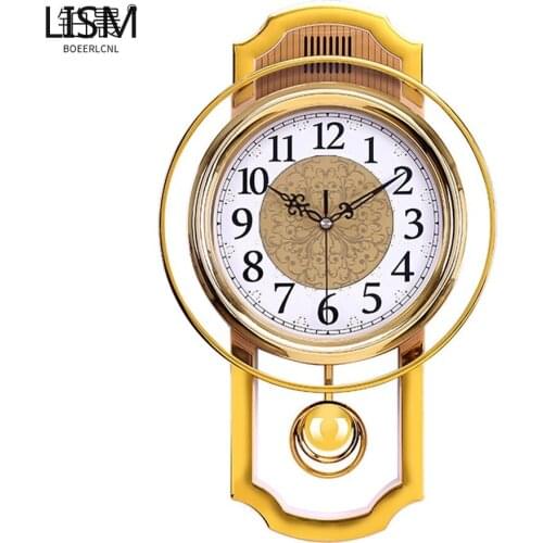 Fashion Vintage Wall Clock Swing Clock Wall Watch Mechanism Living Room Bedroom Silent Gold Luxury Reloj De Pared Office Decor