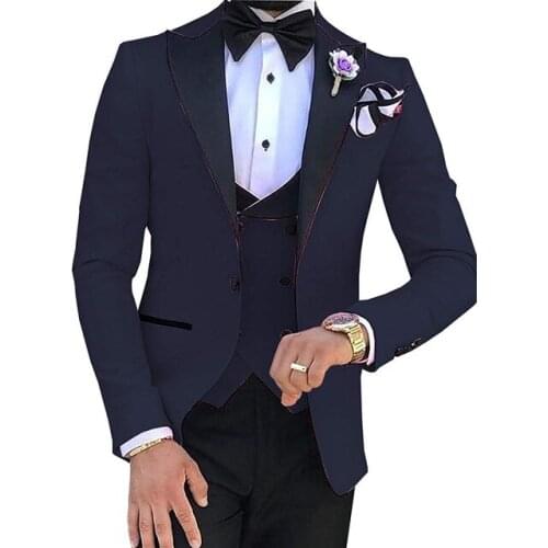 TPSAADE Menss 3 Pieces Suits for Men Custom Made Terno Slim Groom Custom Wedding Men Suit Masculino (Jacket+Pant+Vest+Tiebow)